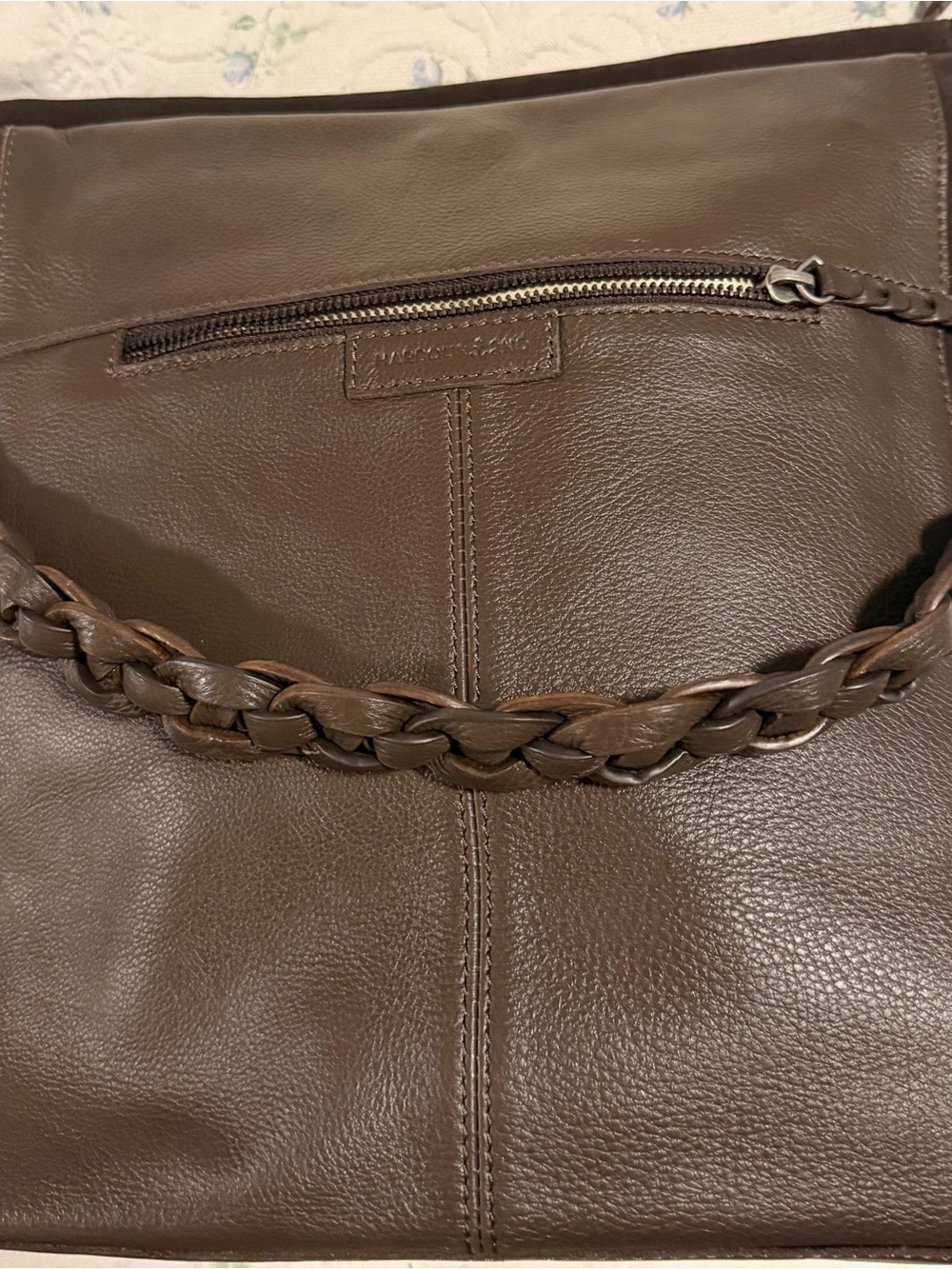 Women's Brown Leather Hobo Bag with Braided Strap